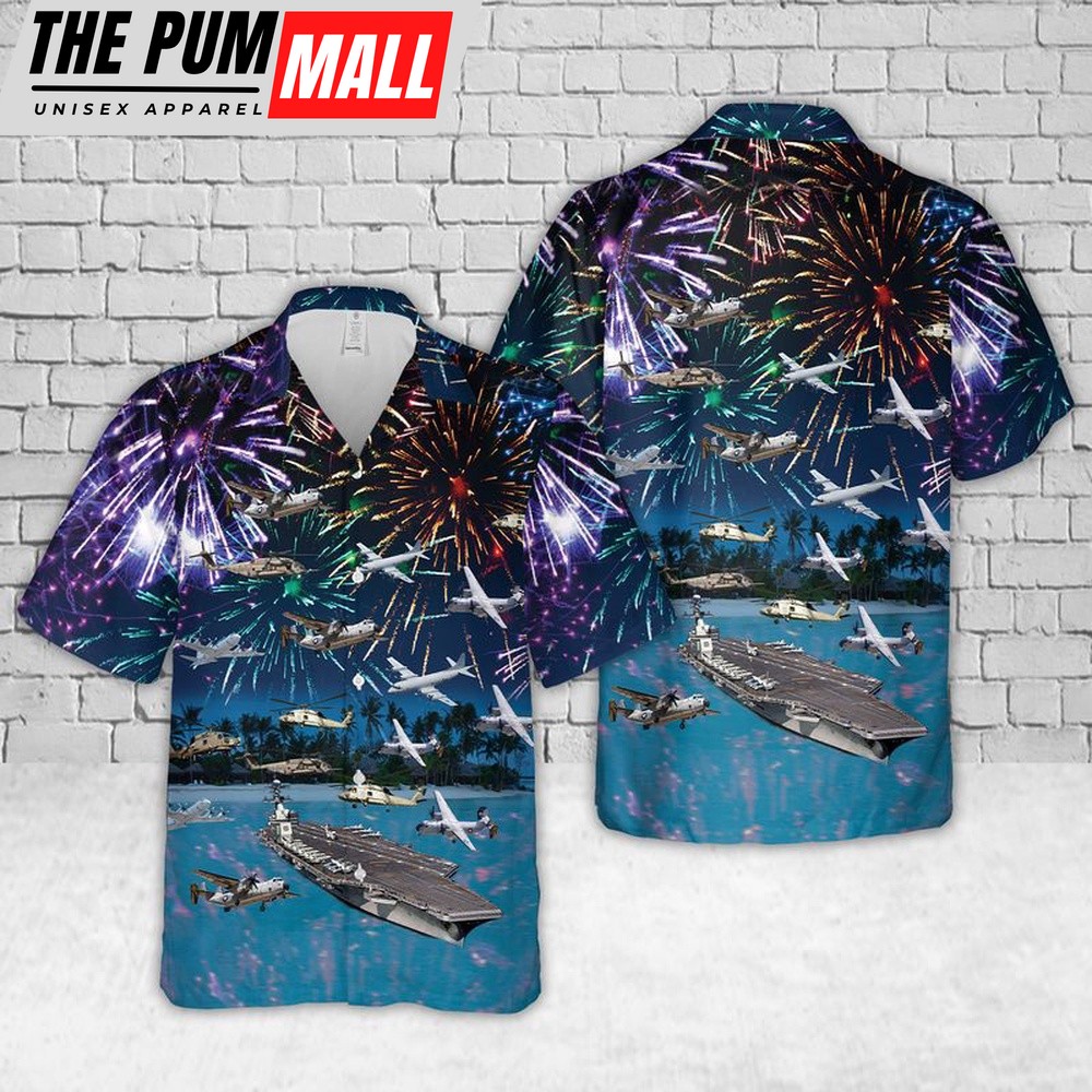 Us Navy Hawaiian Shirt, U.S Navy USS Gerald R. Ford Hawaiian Shirt, Military Hawaiian Shirt