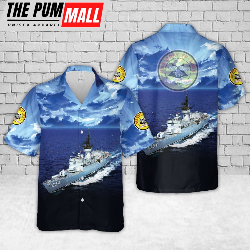 Us Navy Hawaiian Shirt, US Navy USS Gray (FF-1054) Knox-class frigate Hawaiian Shirt, Military Hawaiian Shirt
