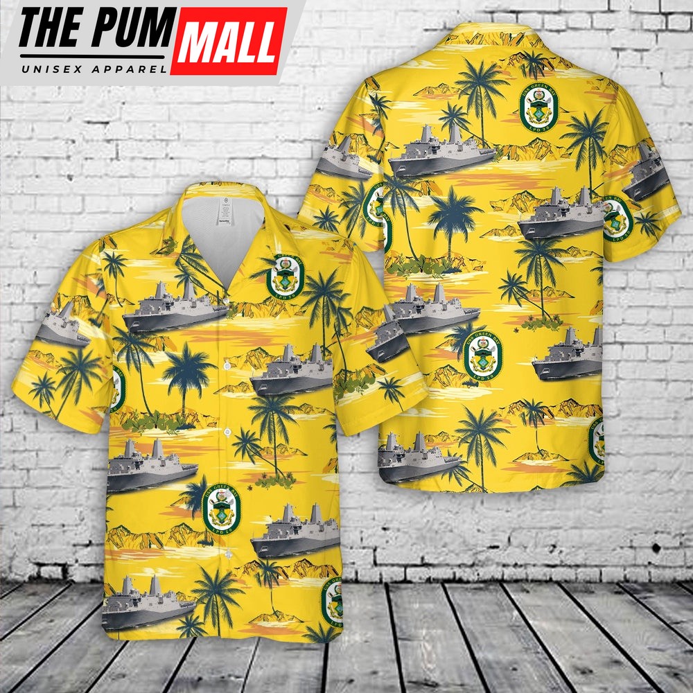 Us Navy Hawaiian Shirt, US Navy USS Green Bay LPD-20 Amphibious Transport Dock Hawaiian Shirt, Military Hawaiian Shirt