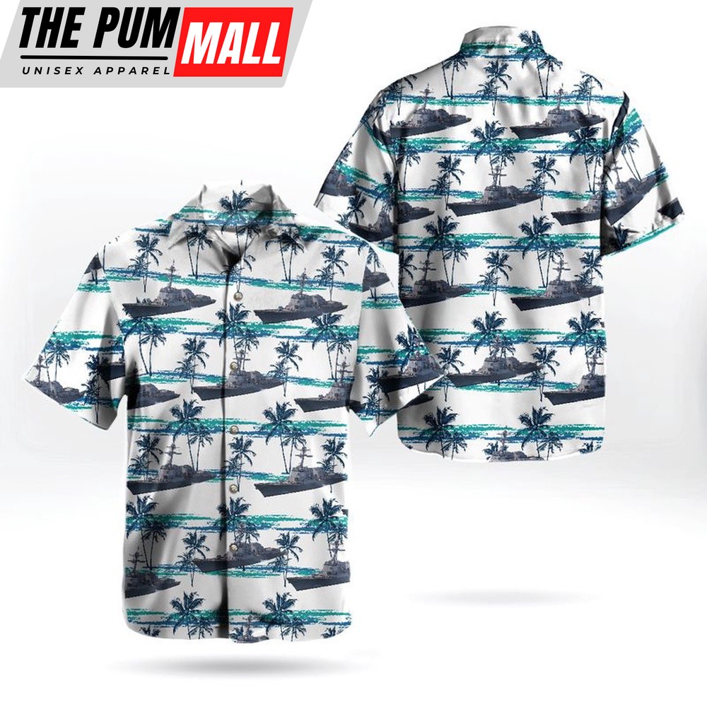 Us Navy Hawaiian Shirt, US Navy USS Gridley DDG-101 Destroyer Hawaiian Shirt, Military Hawaiian Shirt