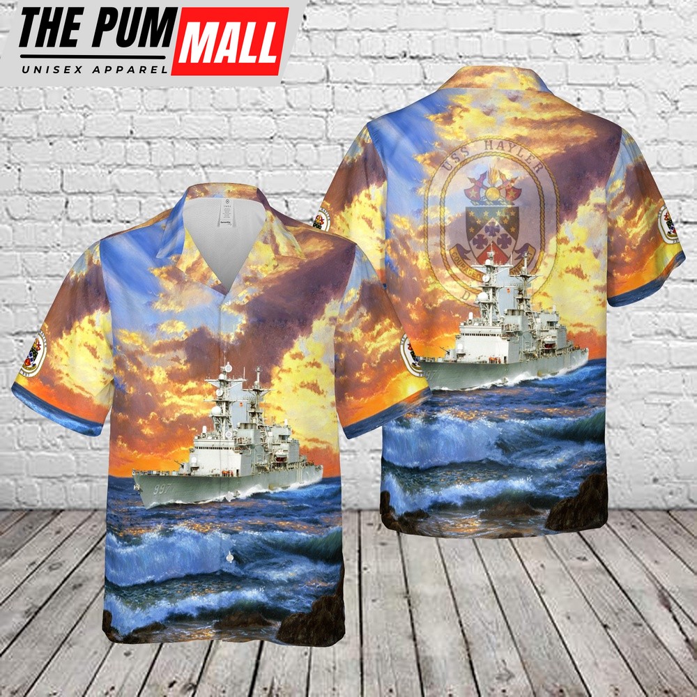 Us Navy Hawaiian Shirt, US Navy USS Hayler (DD-997) Hawaiian Shirt, Military Hawaiian Shirt