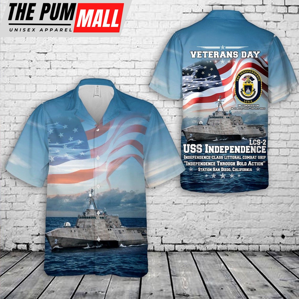 Us Navy Hawaiian Shirt, US Navy USS Independence (LCS-2), Veteran Day Hawaiian Shirt, Military Hawaiian Shirt