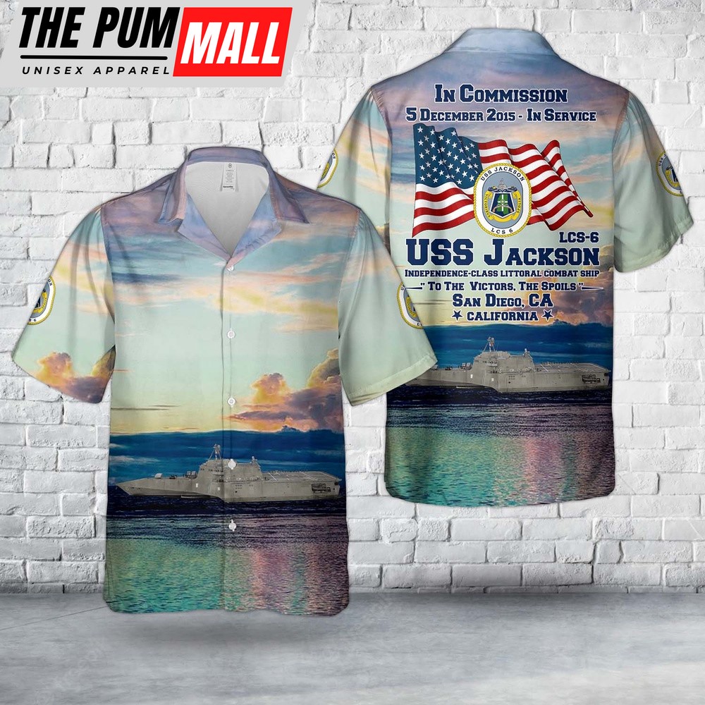 Us Navy Hawaiian Shirt, US Navy USS Jackson (LCS-6) Independence-class littoral combat ship Hawaiian Shirt, Military Hawaiian Shirt