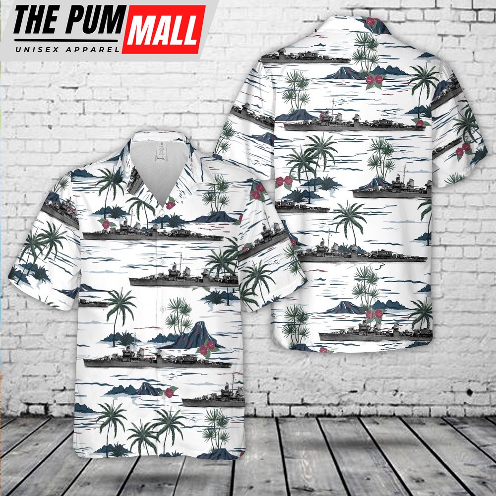 Us Navy Hawaiian Shirt, US Navy USS Jenkins (DD-447) Hawaiian Shirt, Military Hawaiian Shirt