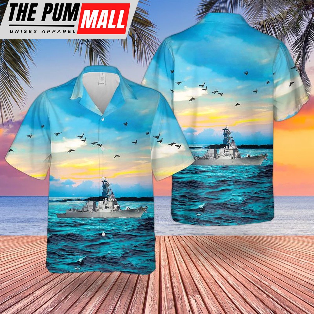 Us Navy Hawaiian Shirt, US Navy USS John Finn (DDG-113) Hawaiian Shirt, Military Hawaiian Shirt