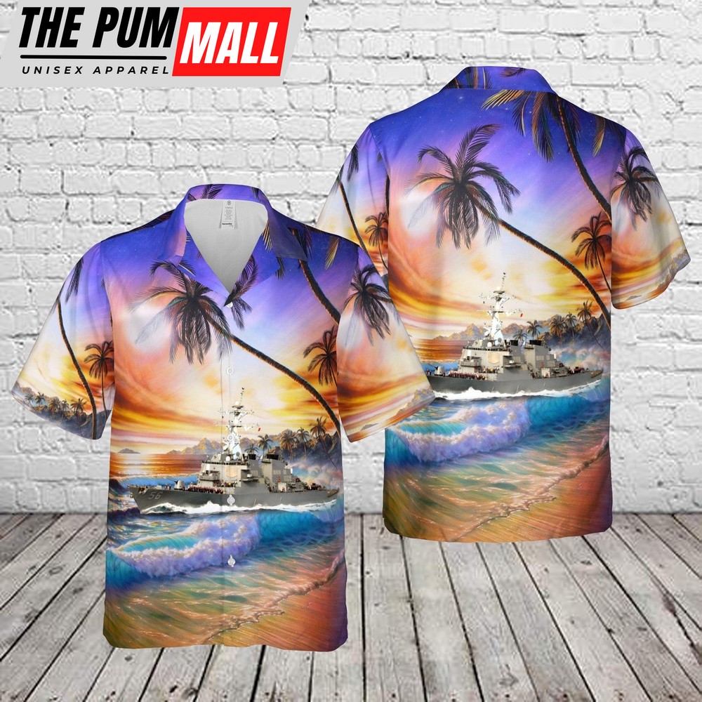 Us Navy Hawaiian Shirt, US Navy USS John S. McCain (DDG-56) Arleigh Burke-class destroyer Hawaiian Shirt, Military Hawaiian Shirt