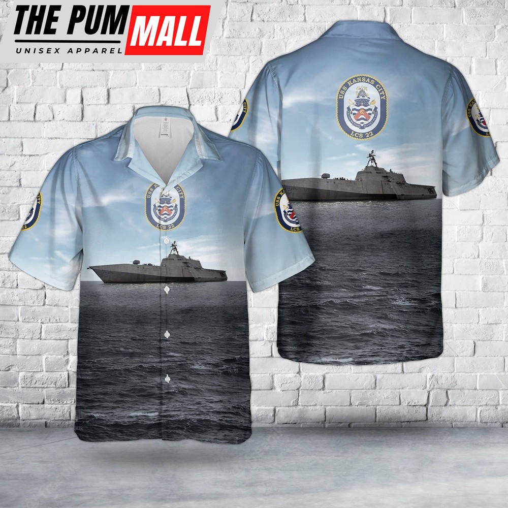 Us Navy Hawaiian Shirt, US Navy USS Kansas City (LCS-22) Independence-class littoral combat ship Hawaiian Shirt, Military Hawaiian Shirt