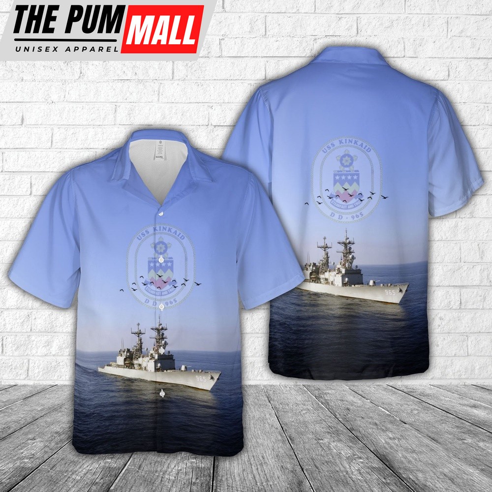 Us Navy Hawaiian Shirt, US Navy USS Kinkaid (DD-965) Hawaiian Shirt, Military Hawaiian Shirt