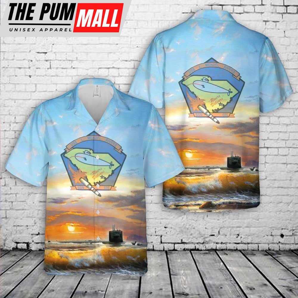 Us Navy Hawaiian Shirt, US Navy USS L. Mendel Rivers (SSN-686) Hawaiian Shirt, Military Hawaiian Shirt