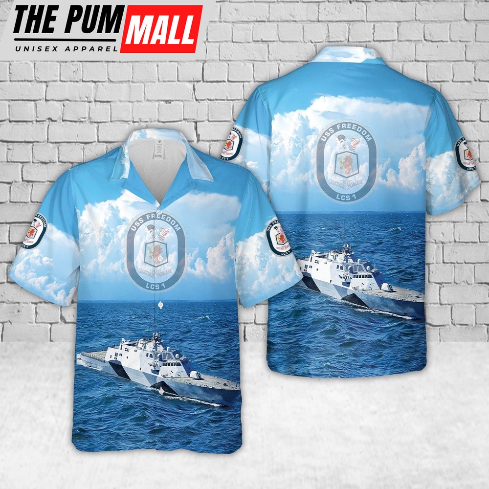 Us Navy Hawaiian Shirt, US Navy USS (LCS-1) Littoral Combat Ship (LCS) Hawaiian Shirt, Military Hawaiian Shirt