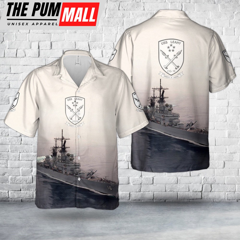 Us Navy Hawaiian Shirt, US Navy USS Leahy (DLGCG-16) Leahy-class cruiser Hawaiian Shirt, Military Hawaiian Shirt
