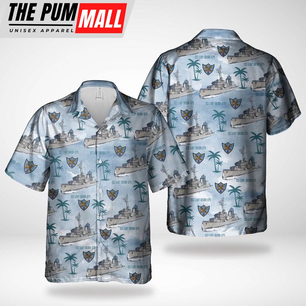 Us Navy Hawaiian Shirt, US Navy USS Leary DDDDR879 Home Run Hawaiian Shirt, Military Hawaiian Shirt