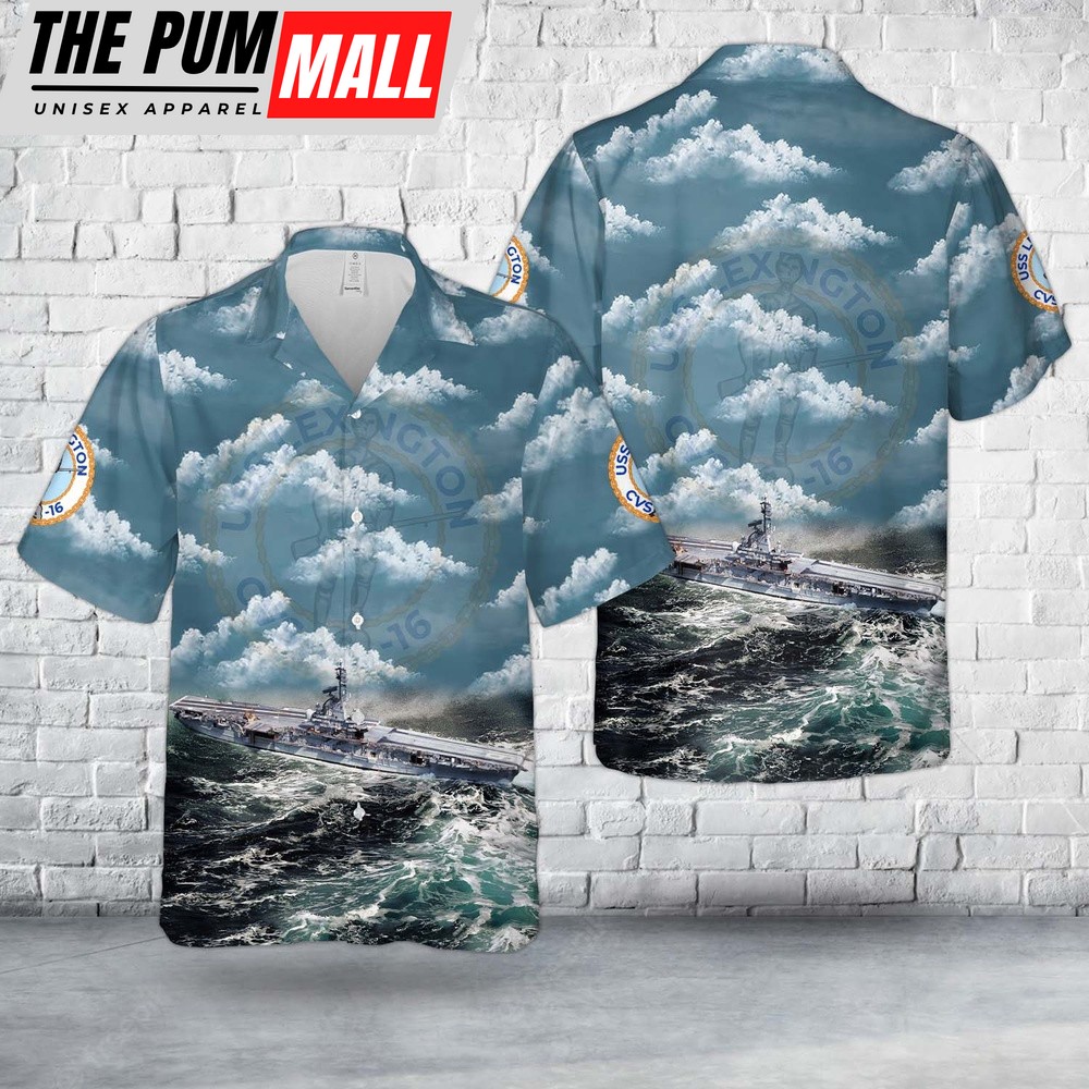Us Navy Hawaiian Shirt, US Navy USS Lexington (CVCVACVSCVTAVT-16) Hawaiian Shirt, Military Hawaiian Shirt