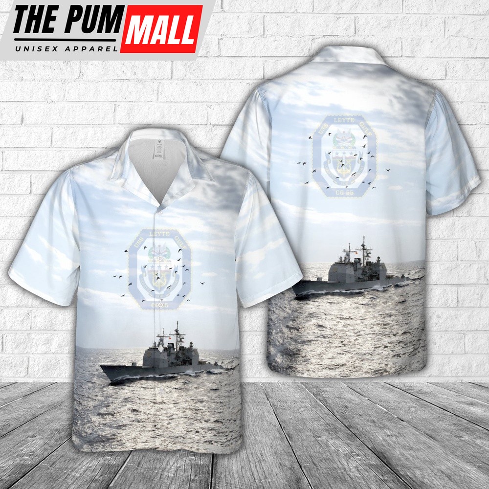 Us Navy Hawaiian Shirt, US Navy USS Leyte Gulf (CG-55) Hawaiian Shirt, Military Hawaiian Shirt
