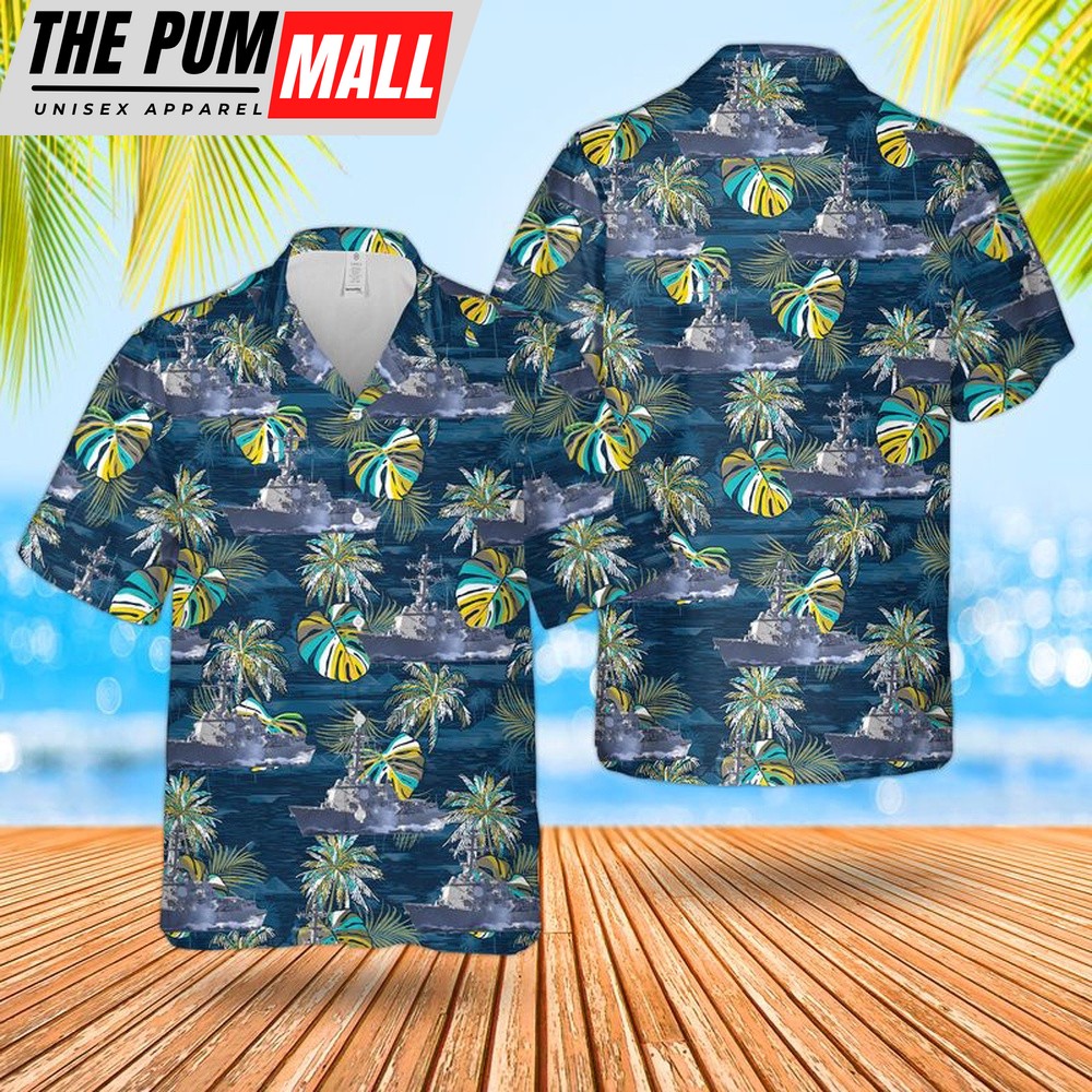 Us Navy Hawaiian Shirt, US Navy USS Mustin (DDG-89) Arleigh Burke-class Destroyer Hawaiian Shirt, Military Hawaiian Shirt