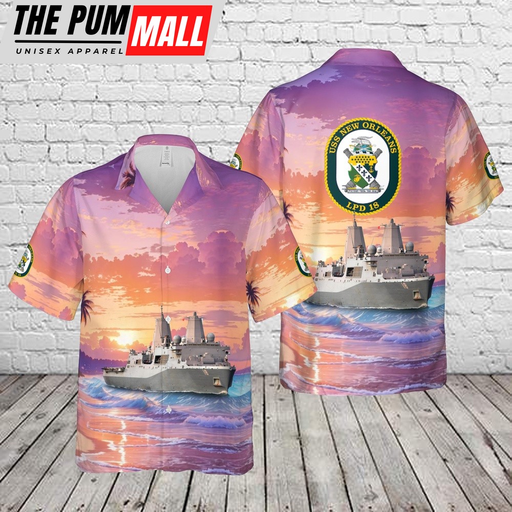 Us Navy Hawaiian Shirt, US Navy USS New Orleans (LPD-18) Hawaiian Shirt, Military Hawaiian Shirt