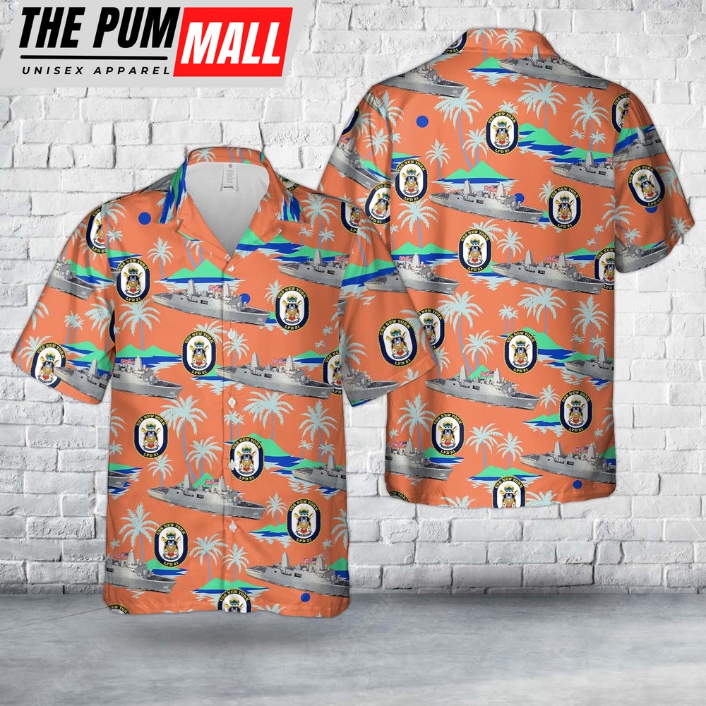 Us Navy Hawaiian Shirt, US Navy USS New York (LPD-21) San Antonio-class amphibious transport dock Hawaiian Shirt, Military Hawaiian Shirt
