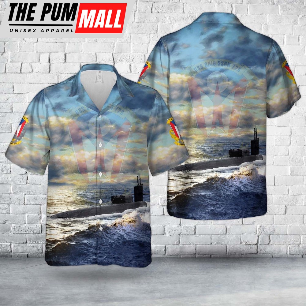 Us Navy Hawaiian Shirt, US Navy USS Ohio (SSGN-726) Ohio-class submarine Guided-missile submarines Hawaiian Shirt, Military Hawaiian Shirt