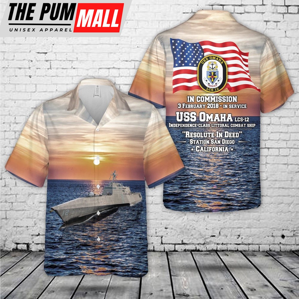 Us Navy Hawaiian Shirt, US Navy USS Omaha (LCS-12) Independence-class littoral combat ship Hawaiian Shirt, Military Hawaiian Shirt