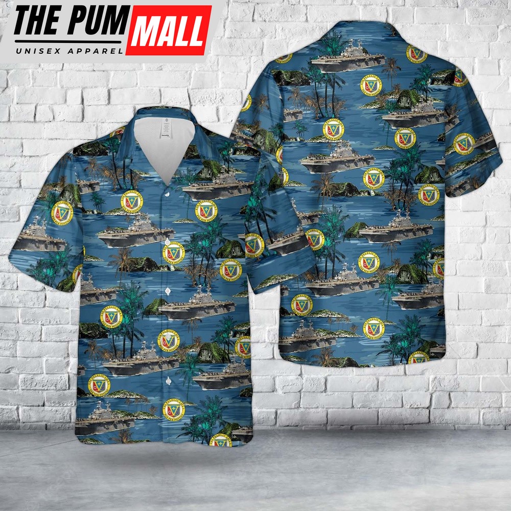 Us Navy Hawaiian Shirt, US Navy USS Peleliu (LHA-5) Tarawa-class amphibious assault ship Hawaiian Shirt, Military Hawaiian Shirt