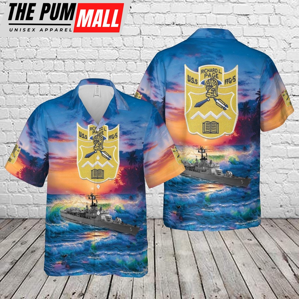 Us Navy Hawaiian Shirt, US Navy USS Richard L. Page (FFG-5) Hawaiian Shirt, Military Hawaiian Shirt