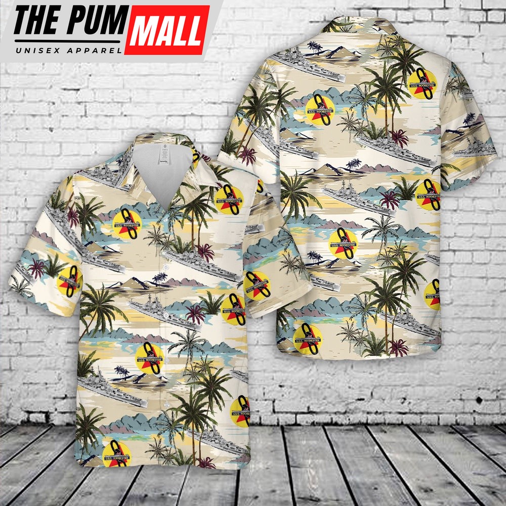 Us Navy Hawaiian Shirt, US Navy USS Rochester (CA-124) Hawaiian Shirt, Military Hawaiian Shirt
