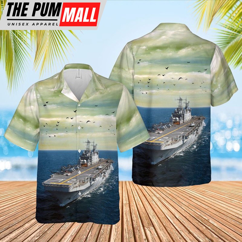 Us Navy Hawaiian Shirt, US Navy USS Saipan (LHA-2) Hawaiian Shirt, Military Hawaiian Shirt