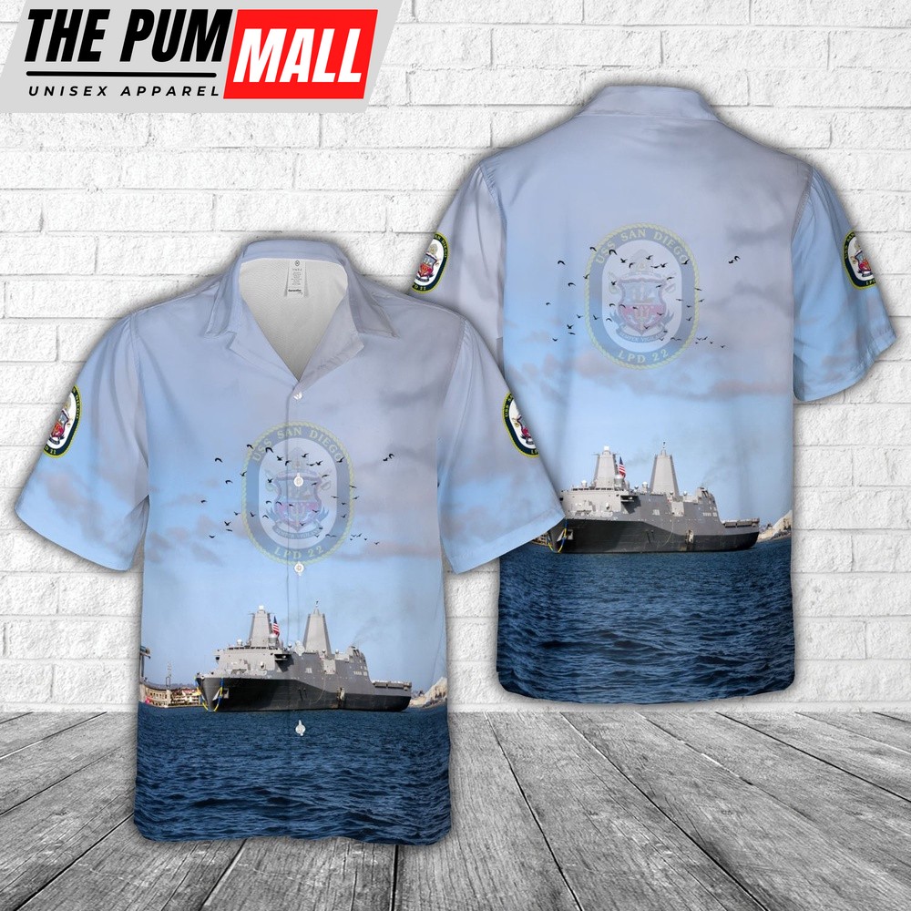 Us Navy Hawaiian Shirt, US Navy USS San Diego (LPD-22) Hawaiian Shirt, Military Hawaiian Shirt