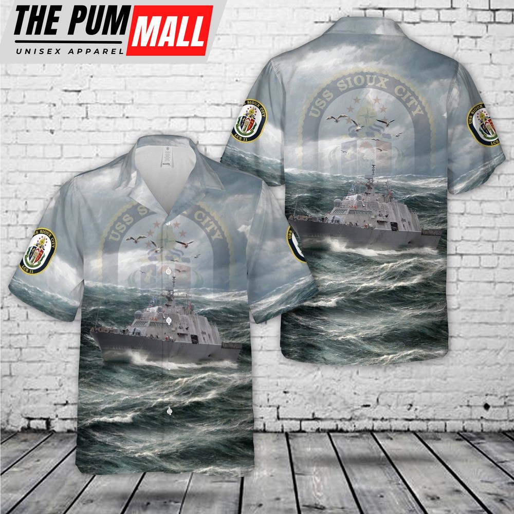 Us Navy Hawaiian Shirt, US Navy USS Sioux City (LCS-11) Freedom-class littoral combat ship Hawaiian Shirt, Military Hawaiian Shirt