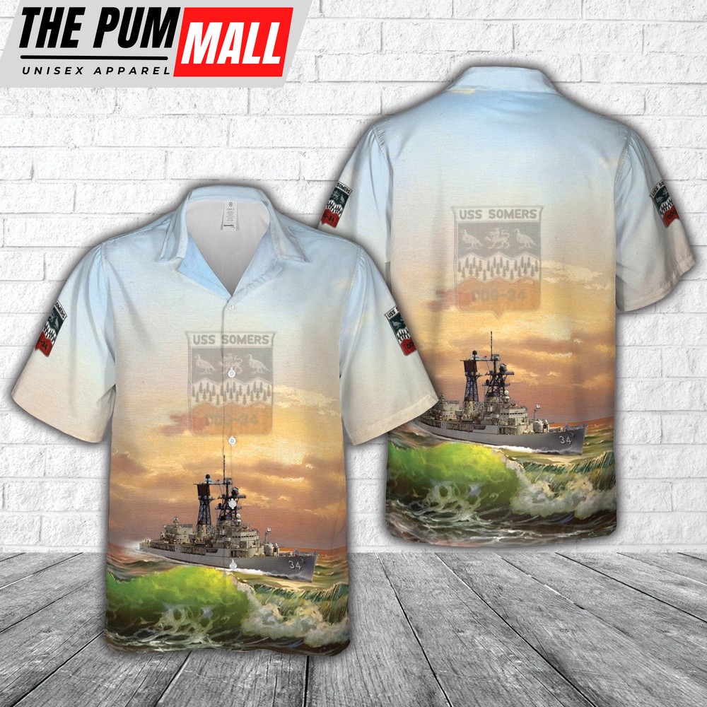 Us Navy Hawaiian Shirt, US Navy USS Somers (DDG-34, ex-DD-947) Hawaiian Shirt, Military Hawaiian Shirt