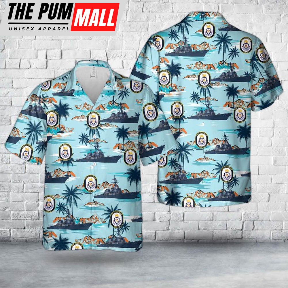 Us Navy Hawaiian Shirt, US Navy USS Stethem (DDG-63) Arleigh Burke-class destroyer Hawaiian Shirt, Military Hawaiian Shirt