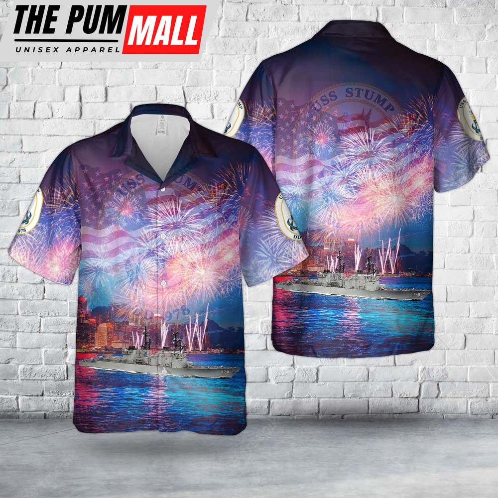 Us Navy Hawaiian Shirt, US Navy USS Stump (DD-978), 4th Of July Hawaiian Shirt, Military Hawaiian Shirt