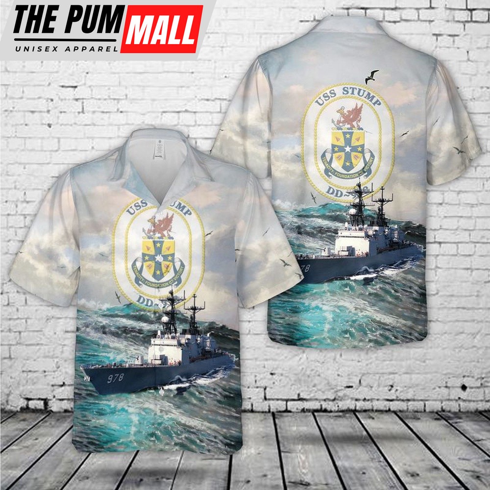 Us Navy Hawaiian Shirt, US Navy USS Stump (DD-978) Hawaiian Shirt, Military Hawaiian Shirt