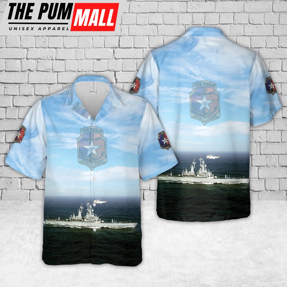 Us Navy Hawaiian Shirt, US Navy USS Texas CGN-39 Hawaiian Shirt, Military Hawaiian Shirt