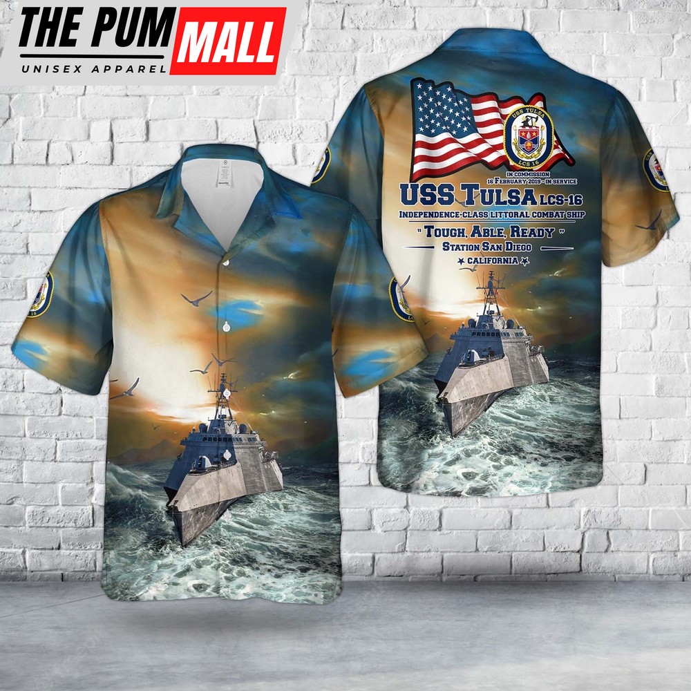 Us Navy Hawaiian Shirt, US Navy USS Tulsa (LCS-16) Independence-class littoral combat ship Hawaiian Shirt, Military Hawaiian Shirt