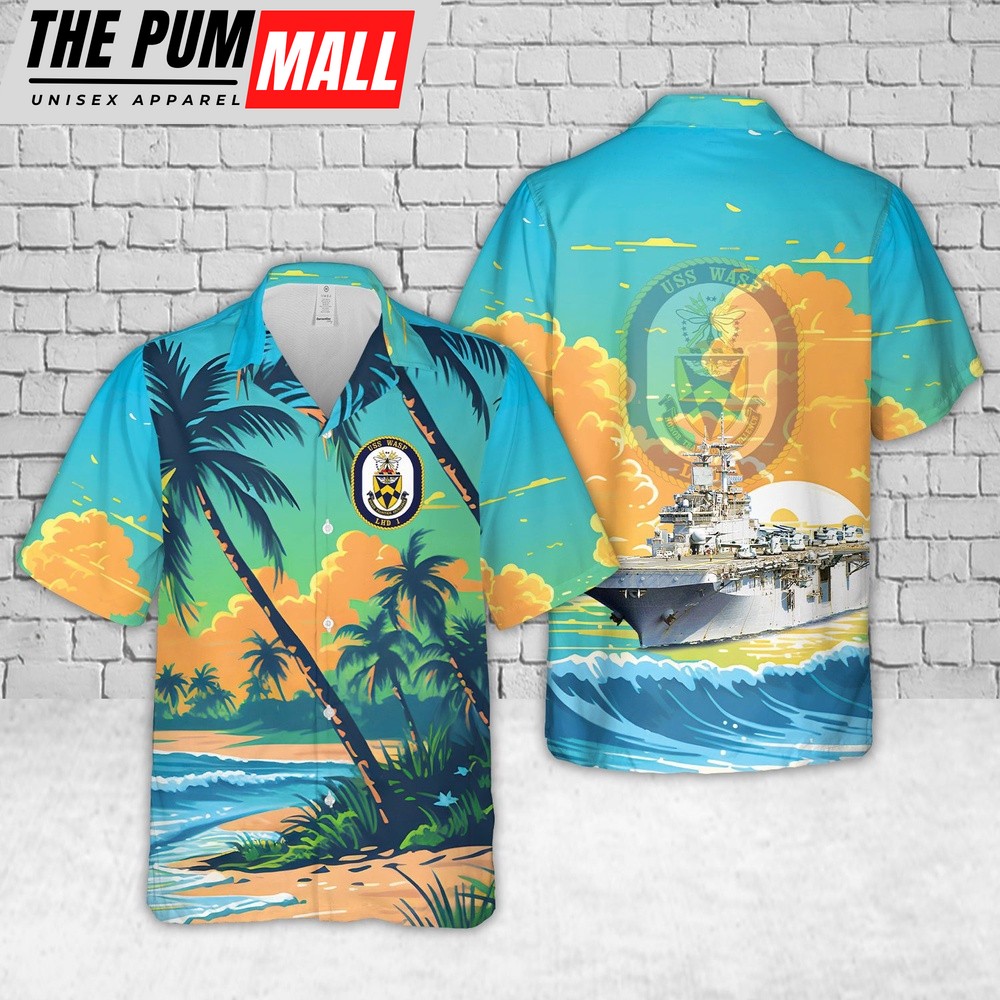 Us Navy Hawaiian Shirt, US Navy USS Wasp (LHD-1) Wasp Expeditionary Strike Group Hawaiian Shirt, Military Hawaiian Shirt