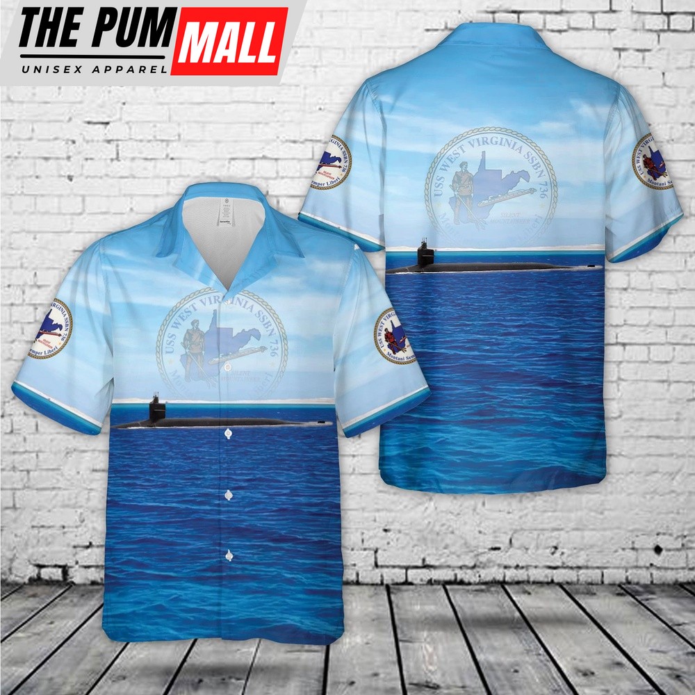 Us Navy Hawaiian Shirt, US Navy USS West Virginia (SSBN-736) Ballistic Missile Submarine Hawaiian Shirt, Military Hawaiian Shirt