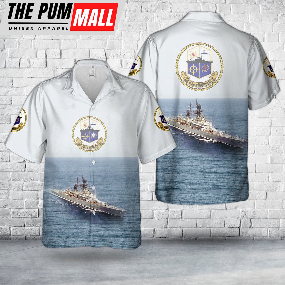 Us Navy Hawaiian Shirt, US Navy USS Worden (DLGCG-18) Leahy-class cruiser Hawaiian Shirt, Military Hawaiian Shirt