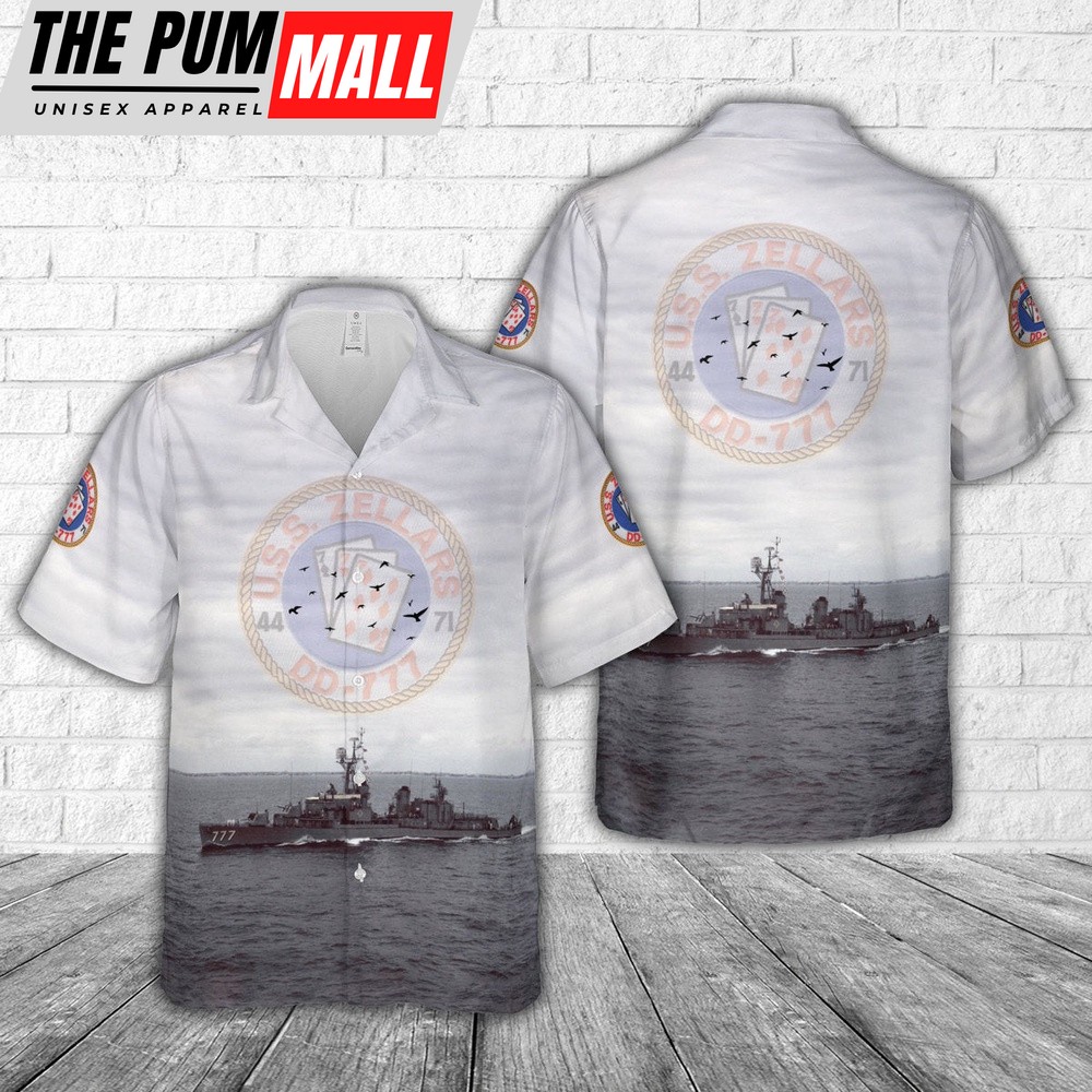 Us Navy Hawaiian Shirt, US Navy USS Zellars (DD-777) Hawaiian Shirt, Military Hawaiian Shirt