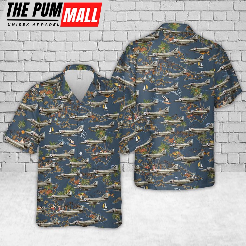 Us Navy Hawaiian Shirt, U.S Navy VA-146 A-4 Skyhawk Hawaiian Shirt, Military Hawaiian Shirt
