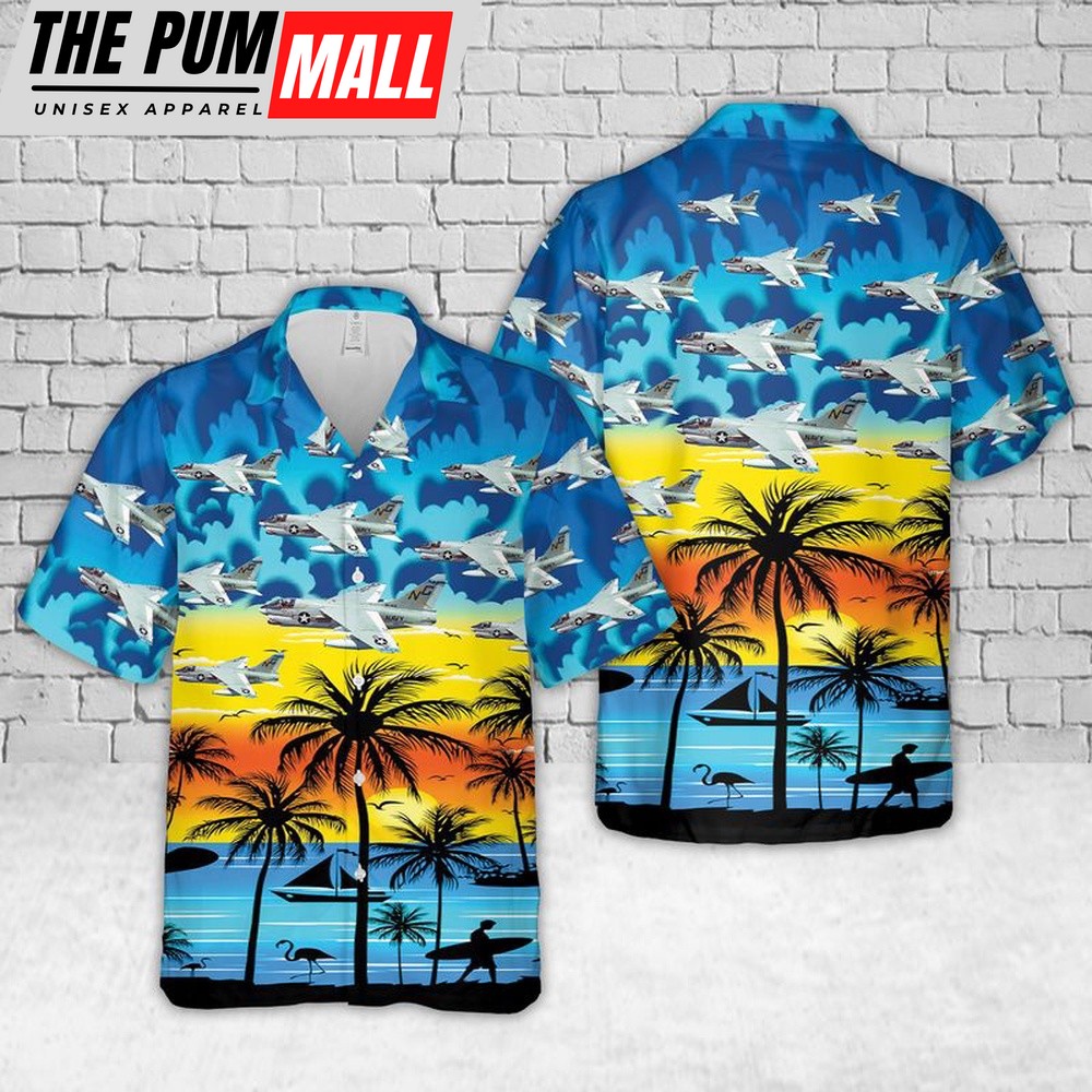 Us Navy Hawaiian Shirt, U.S Navy VA-146 LTV A-7 Corsair Hawaiian Shirt, Military Hawaiian Shirt