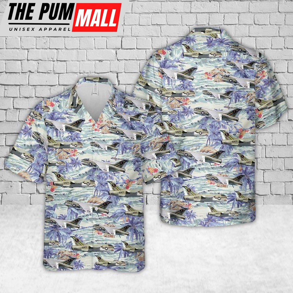 Us Navy Hawaiian Shirt, U.S Navy VA-66 A-7E Corsair Hawaiian Shirt, Military Hawaiian Shirt