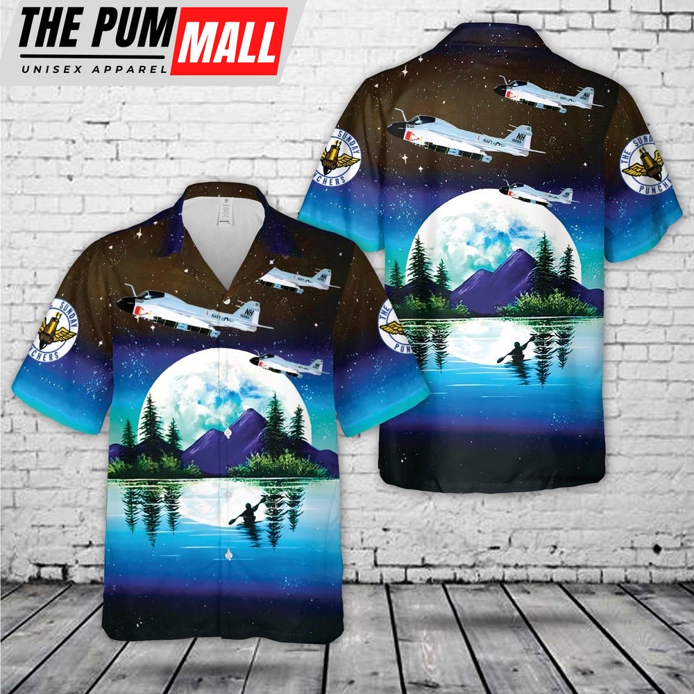 Us Navy Hawaiian Shirt, US Navy VA-75 Sunday Punchers (1968) A-6a Intruder Hawaiian Shirt, Military Hawaiian Shirt