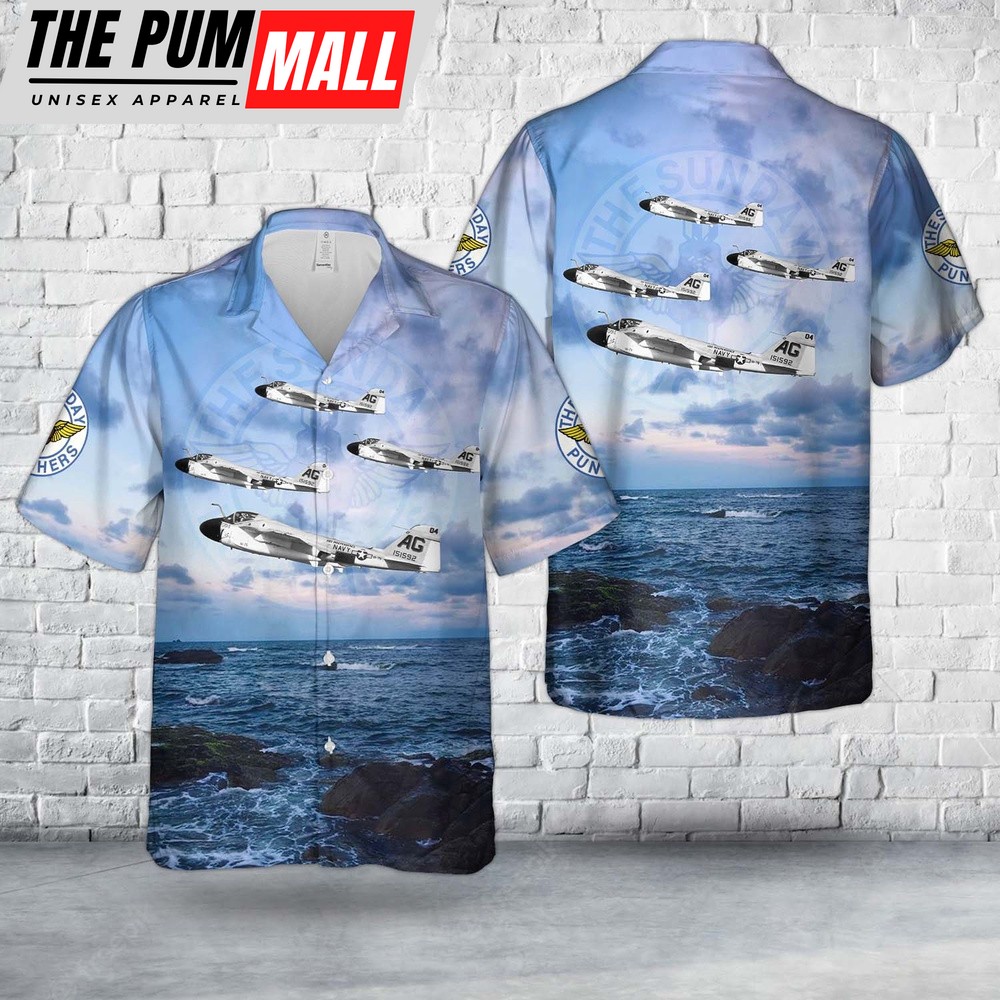 Us Navy Hawaiian Shirt, US Navy VA-75 Sunday Punchers A-6A Intruder BuNo 151592, AG-504 Hawaiian Shirt, Military Hawaiian Shirt