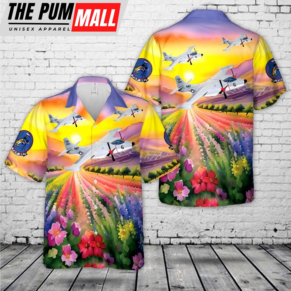 Us Navy Hawaiian Shirt, US Navy VAP-62 A-2 (AJ) Savage Tigers AJ-2P (1958) Hawaiian Shirt, Military Hawaiian Shirt