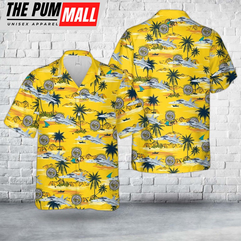 Us Navy Hawaiian Shirt, US Navy VAQ-138 Yellowjackets 2020 EA-18G Growler Hawaiian Shirt, Military Hawaiian Shirt