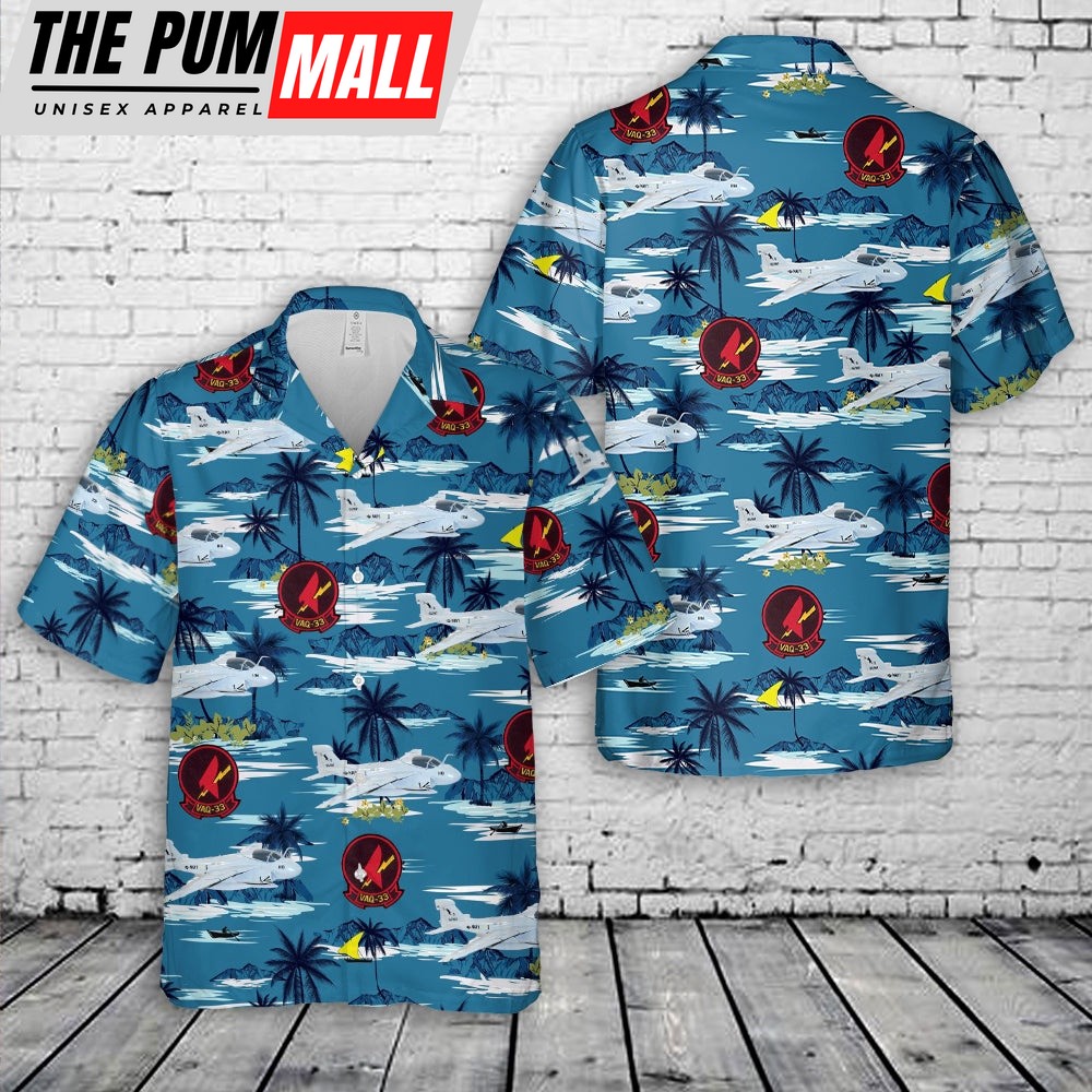 Us Navy Hawaiian Shirt, US Navy VAQ-33 Firebirds 1992 A-6A Intruder Hawaiian Shirt, Military Hawaiian Shirt