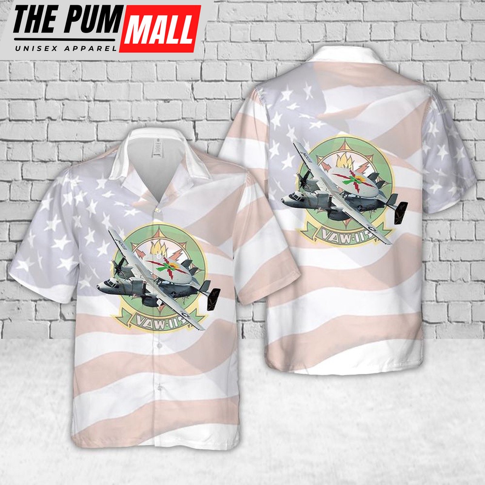Us Navy Hawaiian Shirt, U.S Navy VAW-115 Liberty Bells E-2D Hawaiian Shirt, Military Hawaiian Shirt
