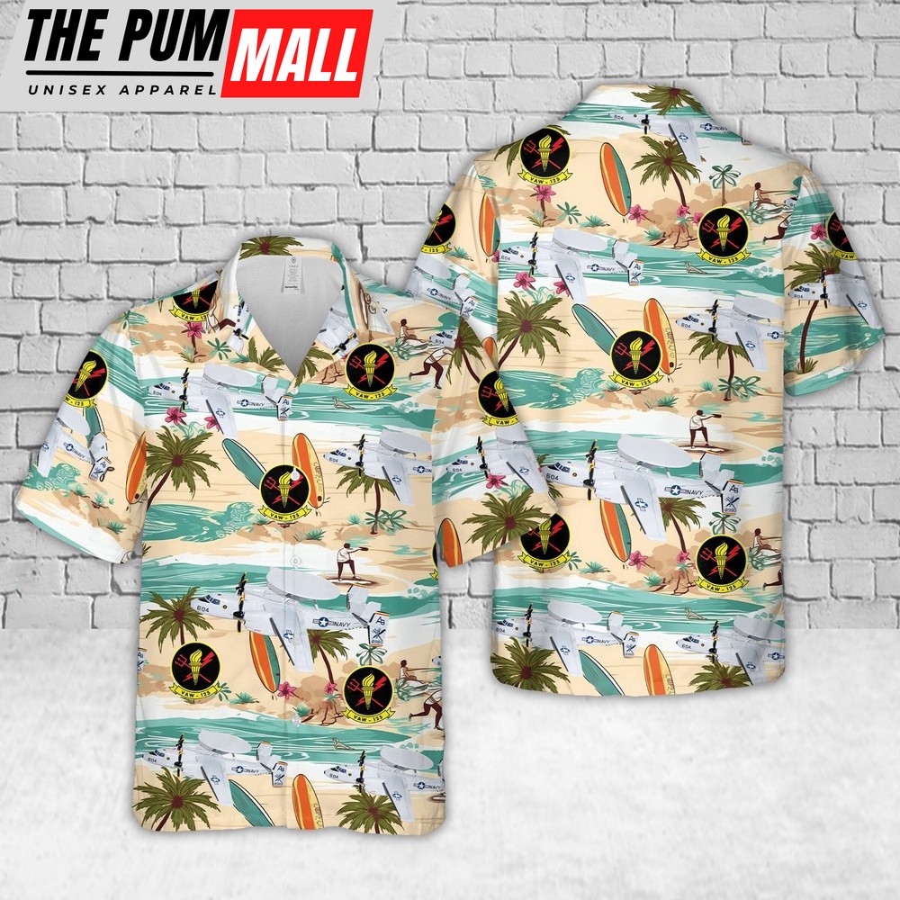 Us Navy Hawaiian Shirt, US Navy VAW-125 Torch bearers E-2C (2004) Hawkeye Hawaiian Shirt, Military Hawaiian Shirt