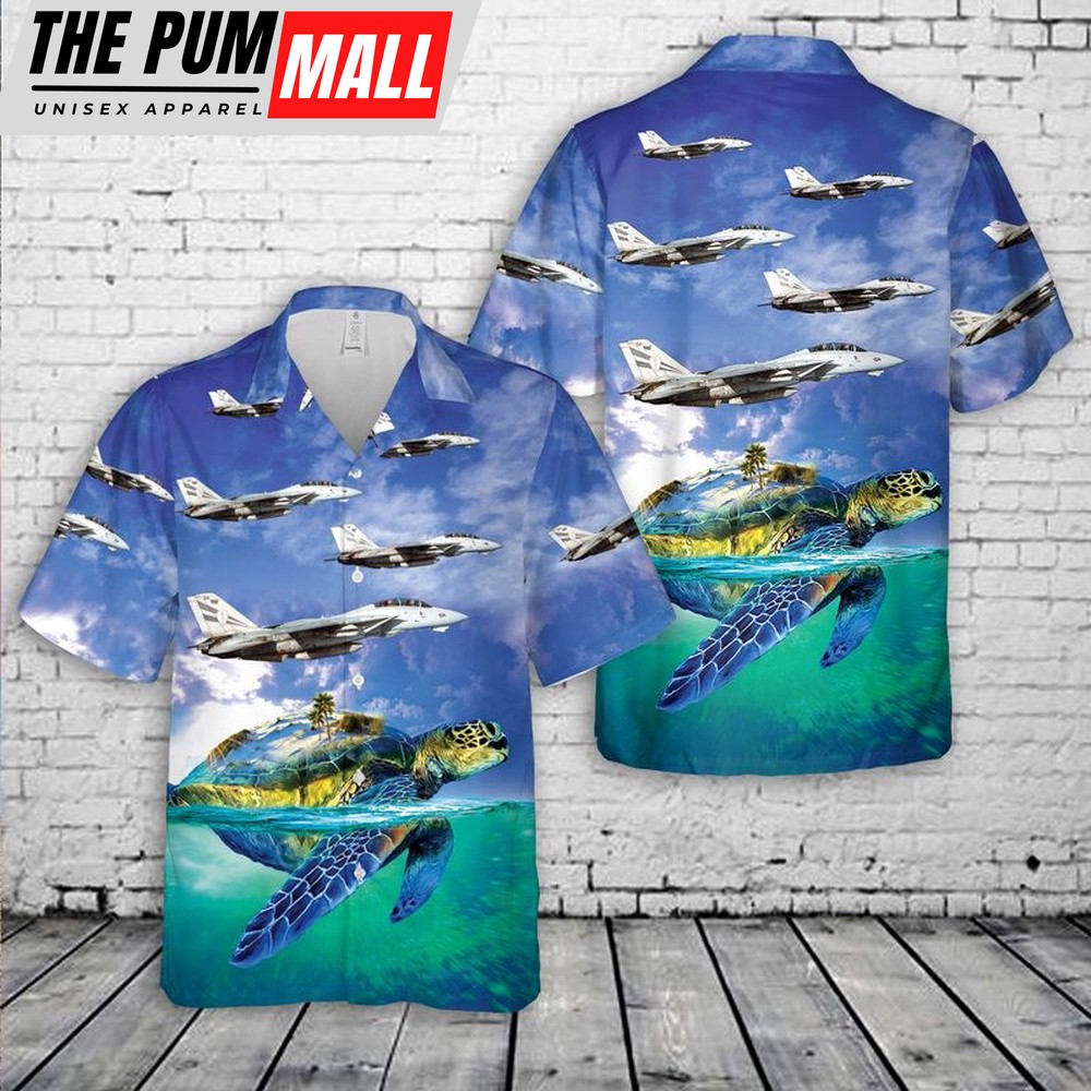 Us Navy Hawaiian Shirt, US Navy VF-154 F-14A Tomcats Hawaiian Shirt, Military Hawaiian Shirt